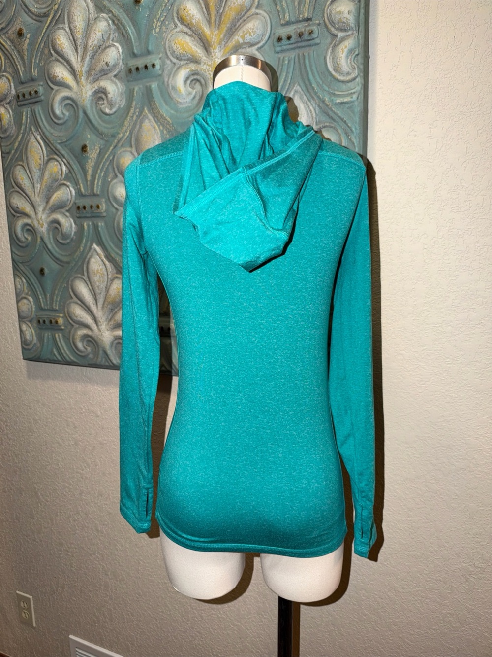 REI Womens XXS Teal Hooded 1/2 Zip Pullover Running Hiking Performance Top - Picture 5 of 13
